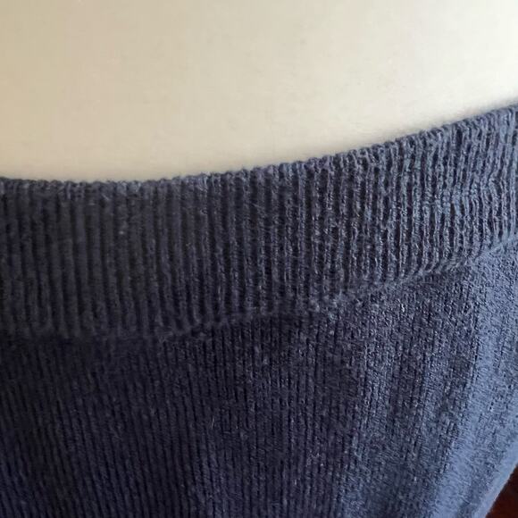 90s Vintage Navy Blue Knit Pencil Skirt Size 6 Straight Midi Elastic Waist Basic - Picture 12 of 14